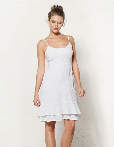 Vestido crepe de algodon doblado tirantes