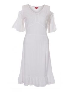 Vestido crepe de algodon doblado hombros desnudos 2