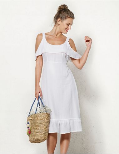 Vestido crepe de algodon doblado tirantes
