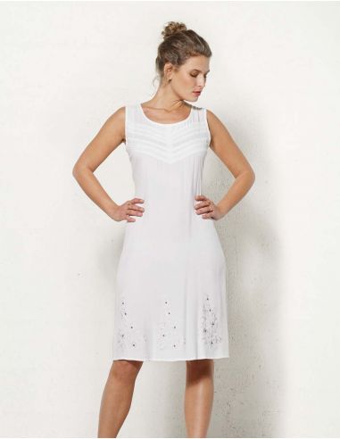Vestido viscosa sw bordado sin mangas 