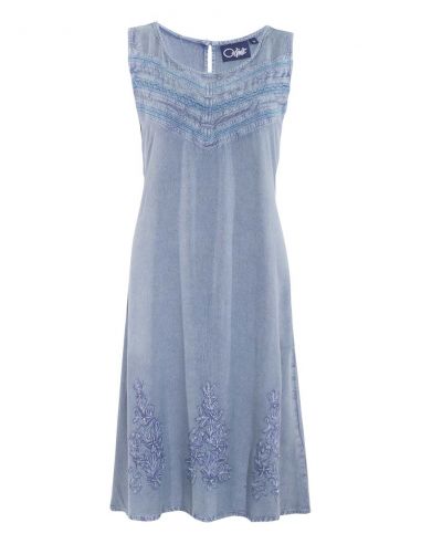 Vestido viscosa sw bordado sin mangas 