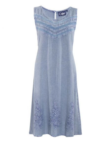 Vestido viscosa sw bordado sin mangas 