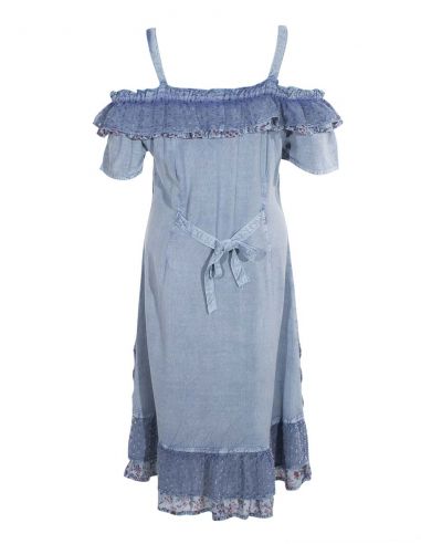 Vestido viscosa sw bordado hombros desnudos