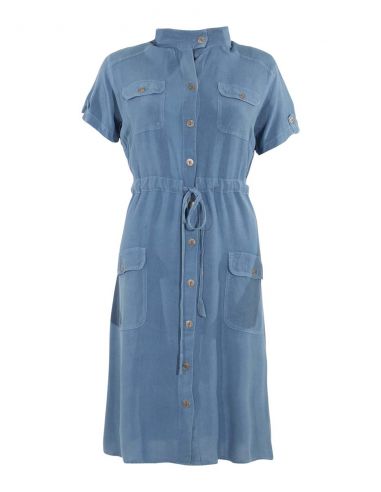 Vestido viscosa sw con bolsillos mangas cortas 