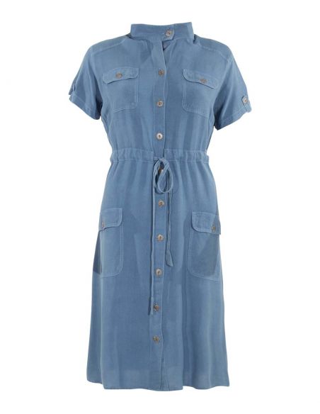 Vestido viscosa sw con bolsillos mangas cortas 