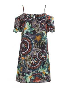 Vestido algodon hombros desnudos estampado monaco  2