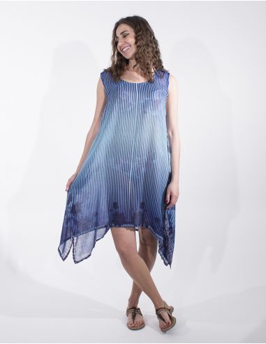 Vestido poliester sans mangas estampado abou