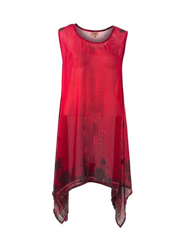 Vestido poliester sans mangas estampado abou