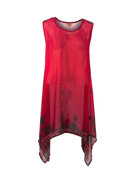 Vestido poliester sans mangas estampado abou