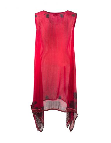 Vestido poliester sans mangas estampado abou