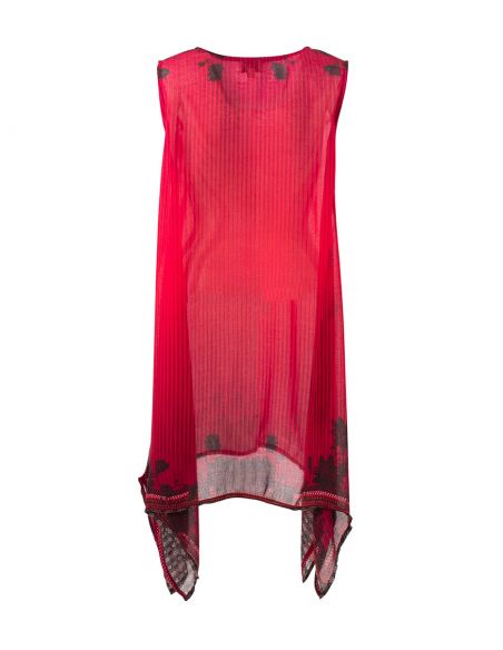 Vestido poliester sans mangas estampado abou