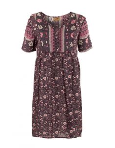 Vestido viscosa mangas cortas estampado indiana 2