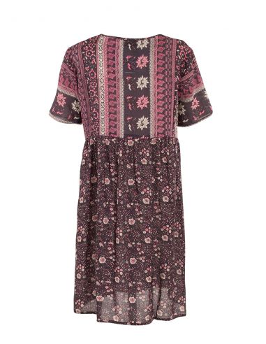 Vestido viscosa mangas cortas estampado indiana