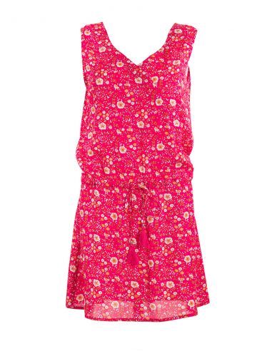 Vestido viscosa sin mangas estampado indiana