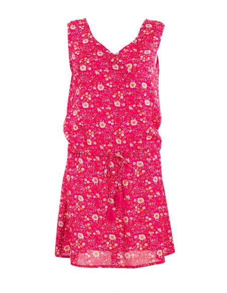 Vestido viscosa sin mangas estampado indiana