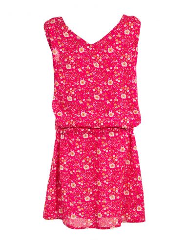 Vestido viscosa sin mangas estampado indiana