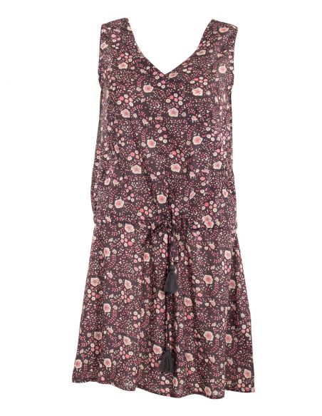 Vestido viscosa sin mangas estampado indiana