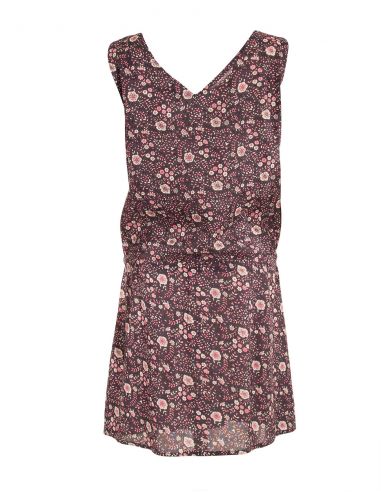 Vestido viscosa sin mangas estampado indiana