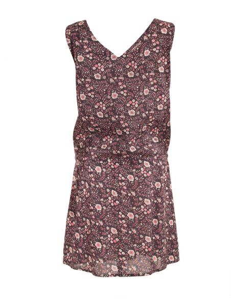 Vestido viscosa sin mangas estampado indiana