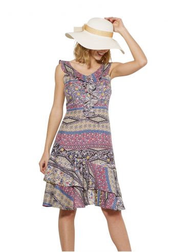 Vestido viscosa sin mangas estampado jane