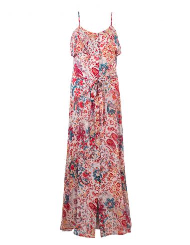 Vestido largo viscosa tirantes estampado romantico