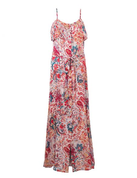 Vestido largo viscosa tirantes estampado romantico