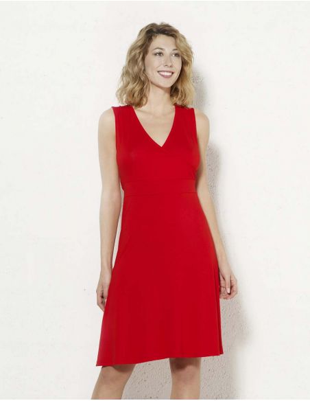 Vestido malla 95% viscosa 5% elastano sin mangas