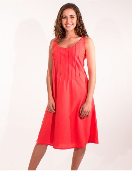 Vestido 54% lino 46% viscosa tirantes anchos