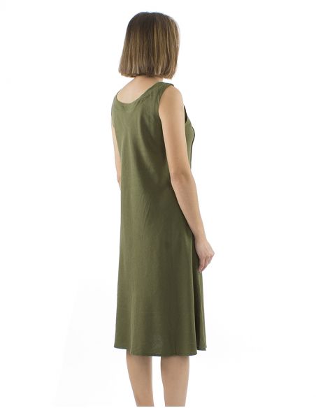 Vestido 54% lino 46% viscosa tirantes anchos