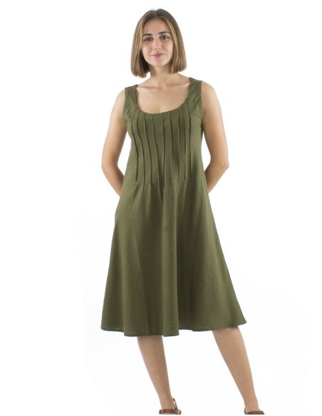 Vestido 54% lino 46% viscosa tirantes anchos