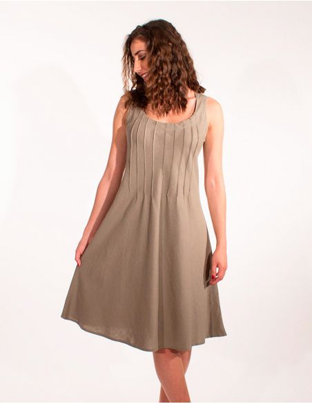 Vestido 54% lino 46% viscosa tirantes anchos
