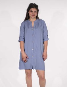Vestido 54% lino 46% viscosa mangas largas 2