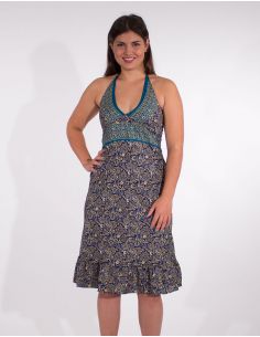 Vestido corto poliester espalda desnuda sari