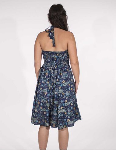 Vestido corto poliester espalda desnuda sari 