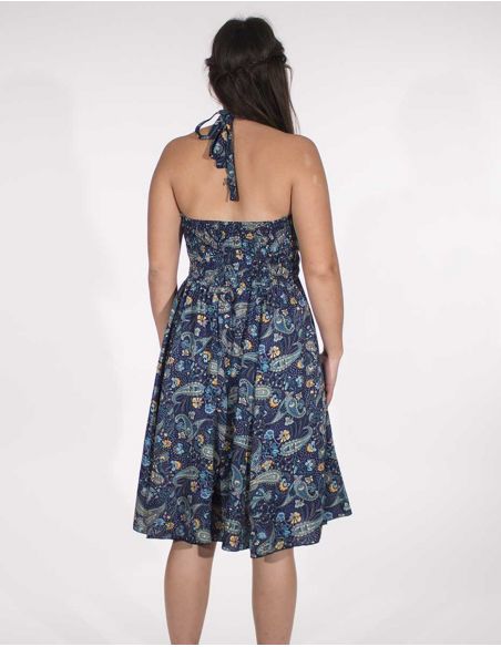 Vestido corto poliester espalda desnuda sari 