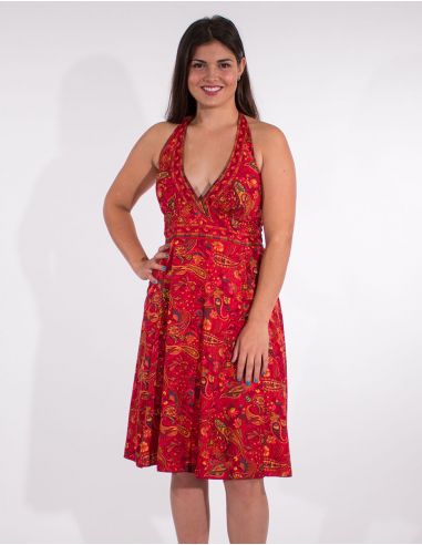 Vestido corto poliester espalda desnuda sari 