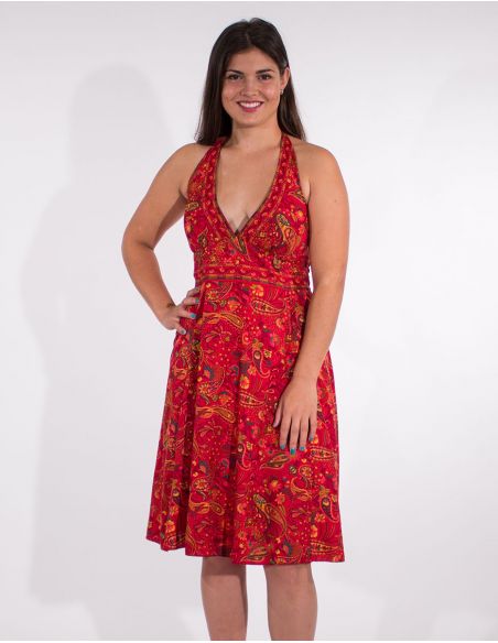 Vestido corto poliester espalda desnuda sari 