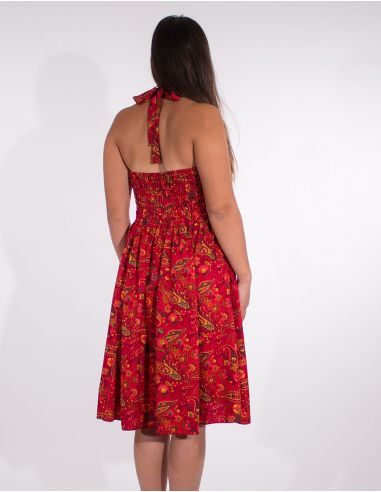 Vestido corto poliester espalda desnuda sari 