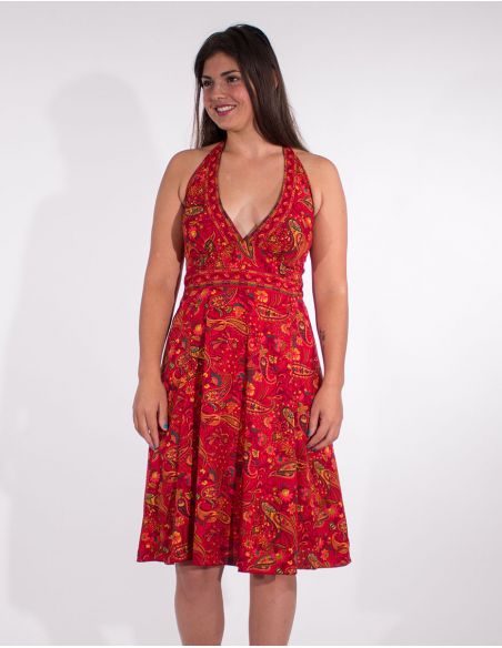 Vestido corto poliester espalda desnuda sari 