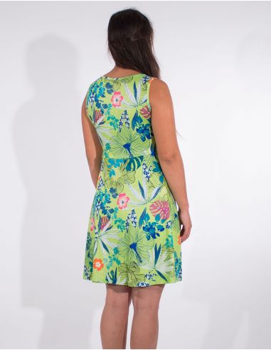 Vestido malla 95% poliester 5% elastano estampado hibiscus