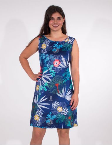 Vestido malla 95% poliester 5% elastano estampado hibiscus
