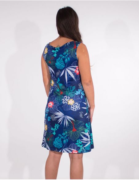 Vestido malla 95% poliester 5% elastano estampado hibiscus