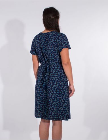 Vestido viscosa mangas cortas cruzada estampado eclat