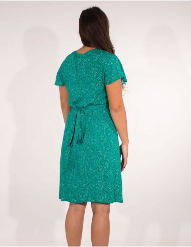 Vestido viscosa mangas cortas cruzada estampado eclat