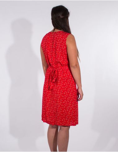 Vestido viscosa sin mangas cruzada estampado eclat