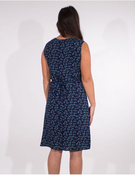 Vestido viscosa sin mangas cruzada estampado eclat