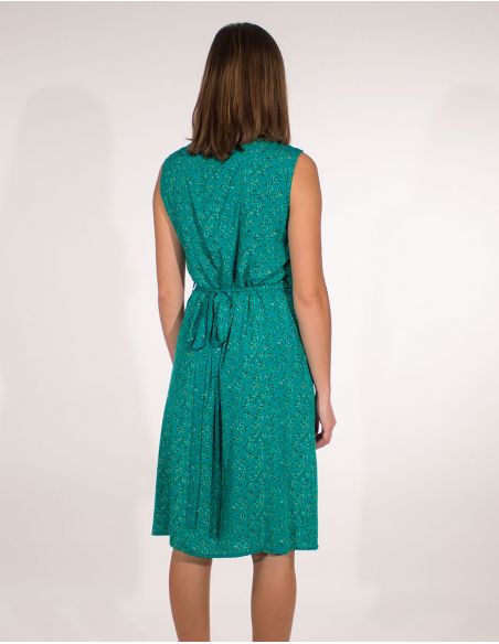 Vestido viscosa sin mangas cruzada estampado eclat