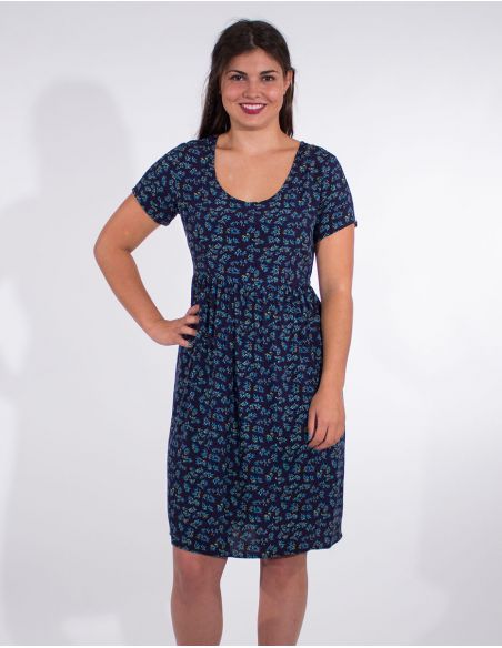 Vestido viscosa mangas cortas estampado eclat