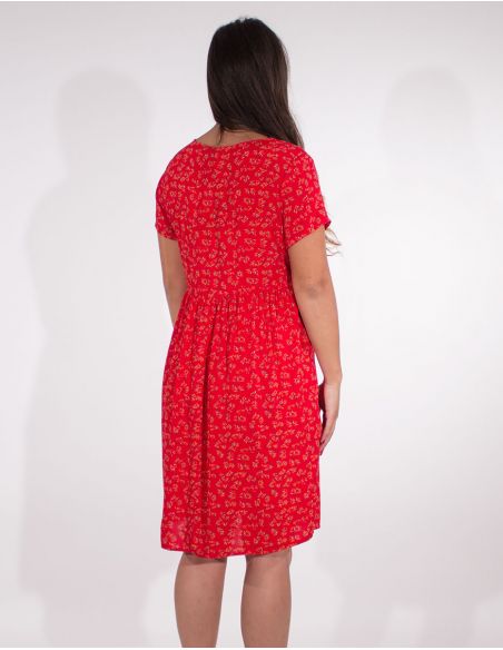 Vestido viscosa mangas cortas estampado eclat