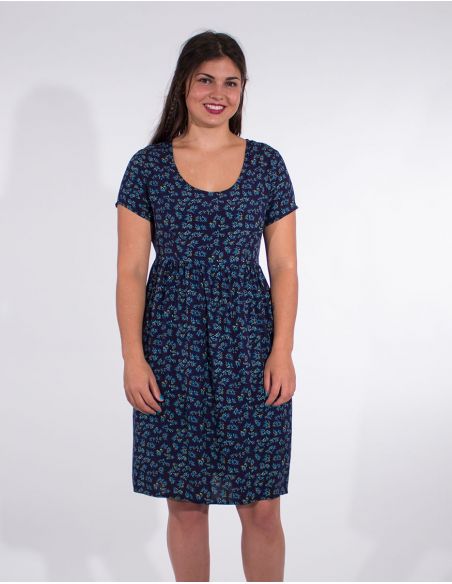 Vestido viscosa mangas cortas estampado eclat